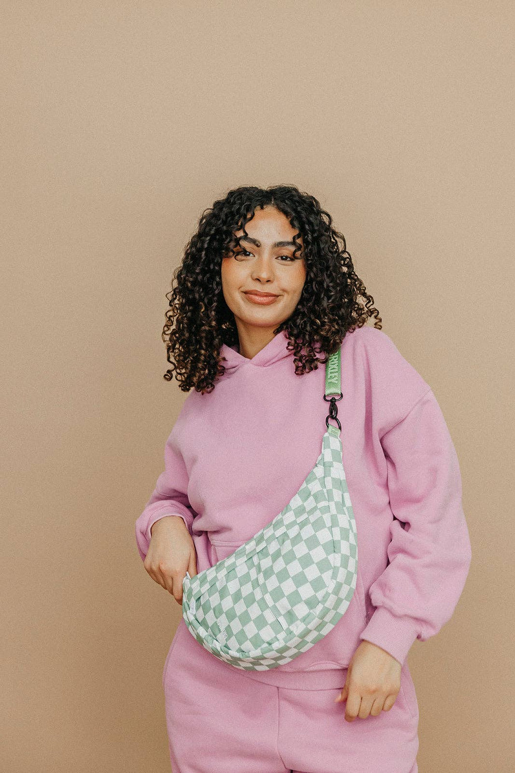 BRIXLEY LUCK CHECK CRESCENT BAG