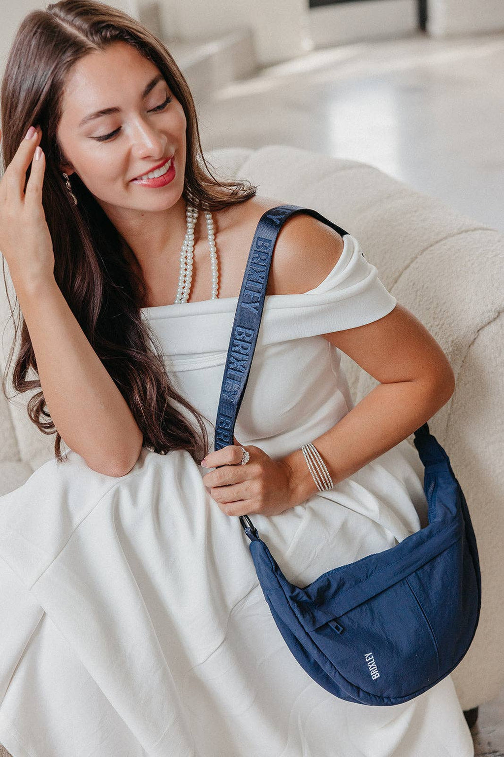 BRIXLEY NAVY CRESCENT BAG
