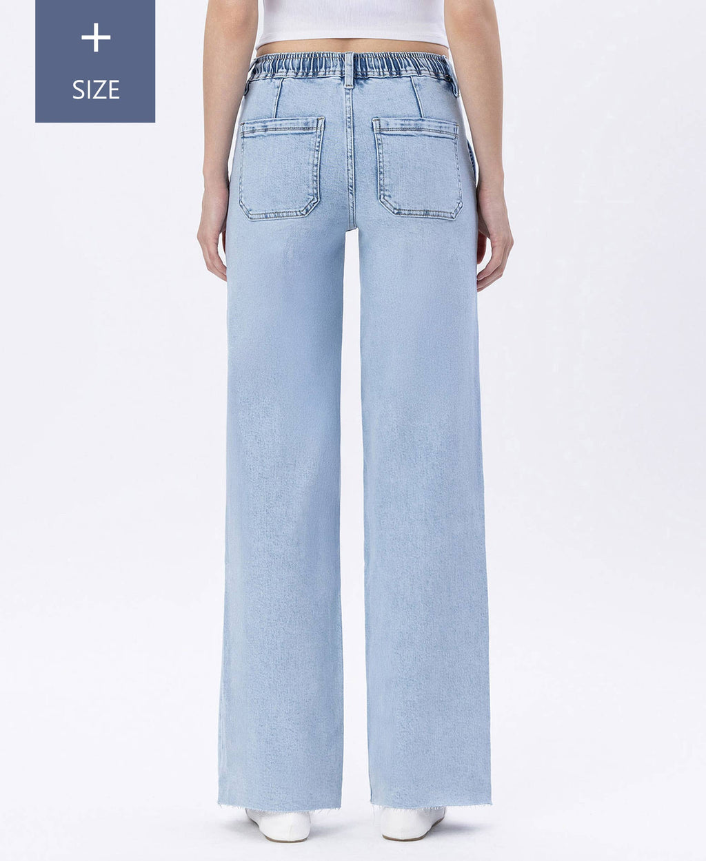 HIGH RISE DRAWSTRING WAISTBAND WIDE LEG JEANS