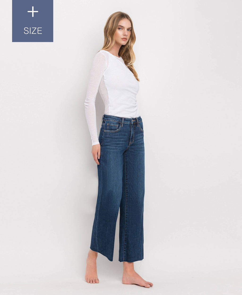TUMMY CONTROL MID RISE WIDE LEG JEANS