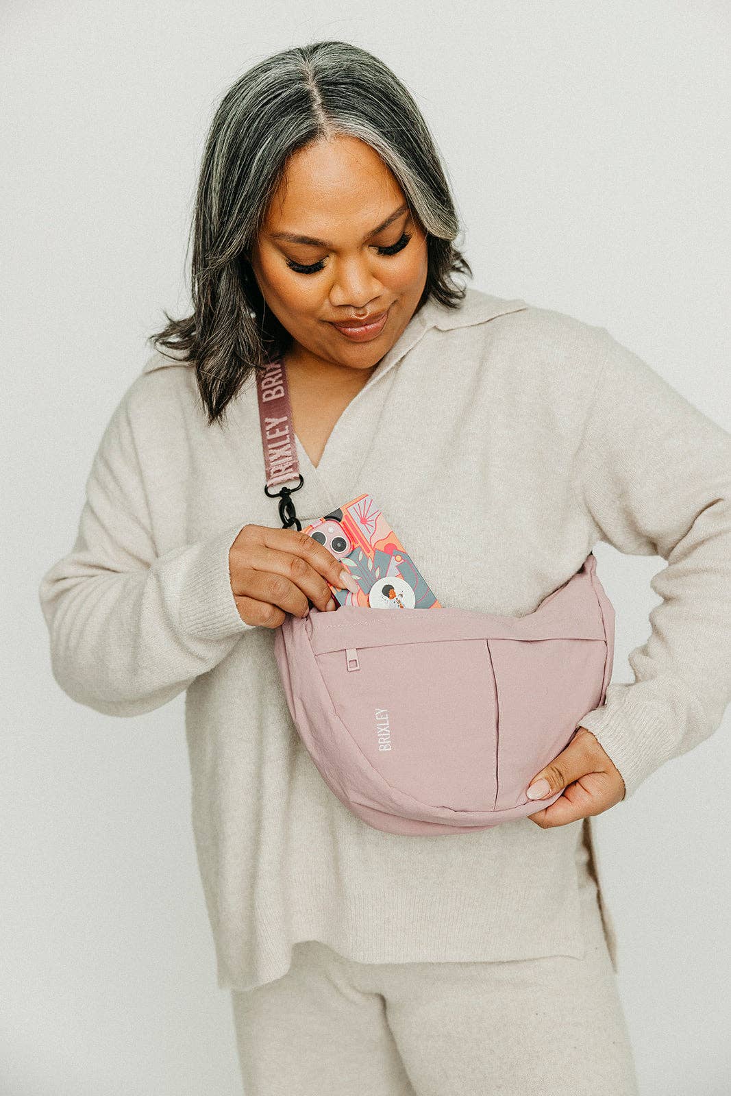 BRIXLEY PEONY CRESCENT BAG