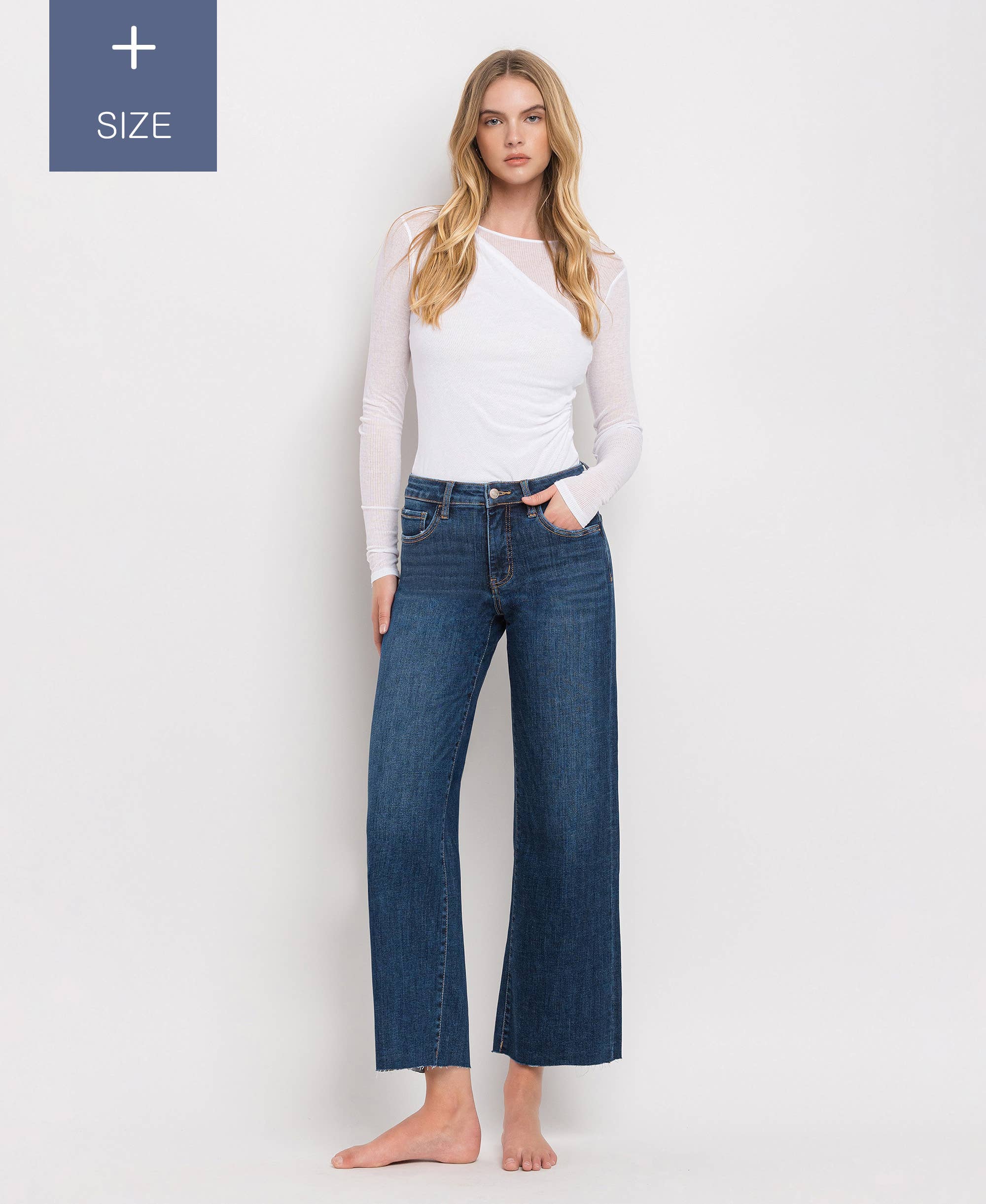 TUMMY CONTROL MID RISE WIDE LEG JEANS