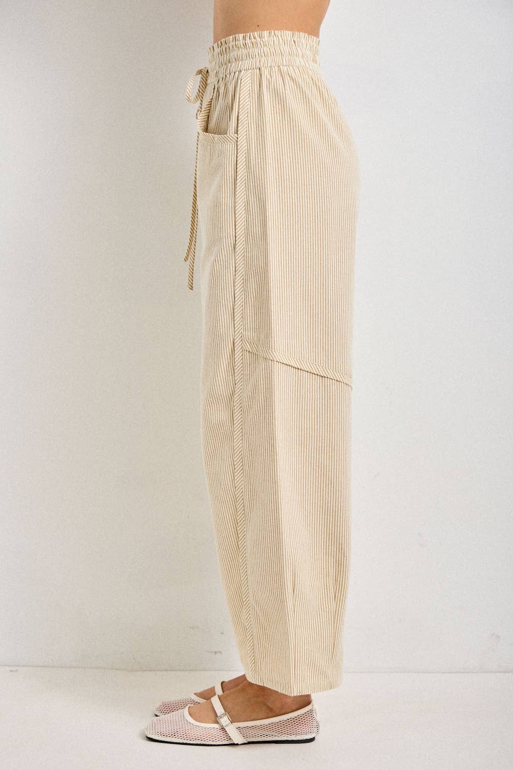 PLUS SIZE STRIPED DRAWSTRING PANTS