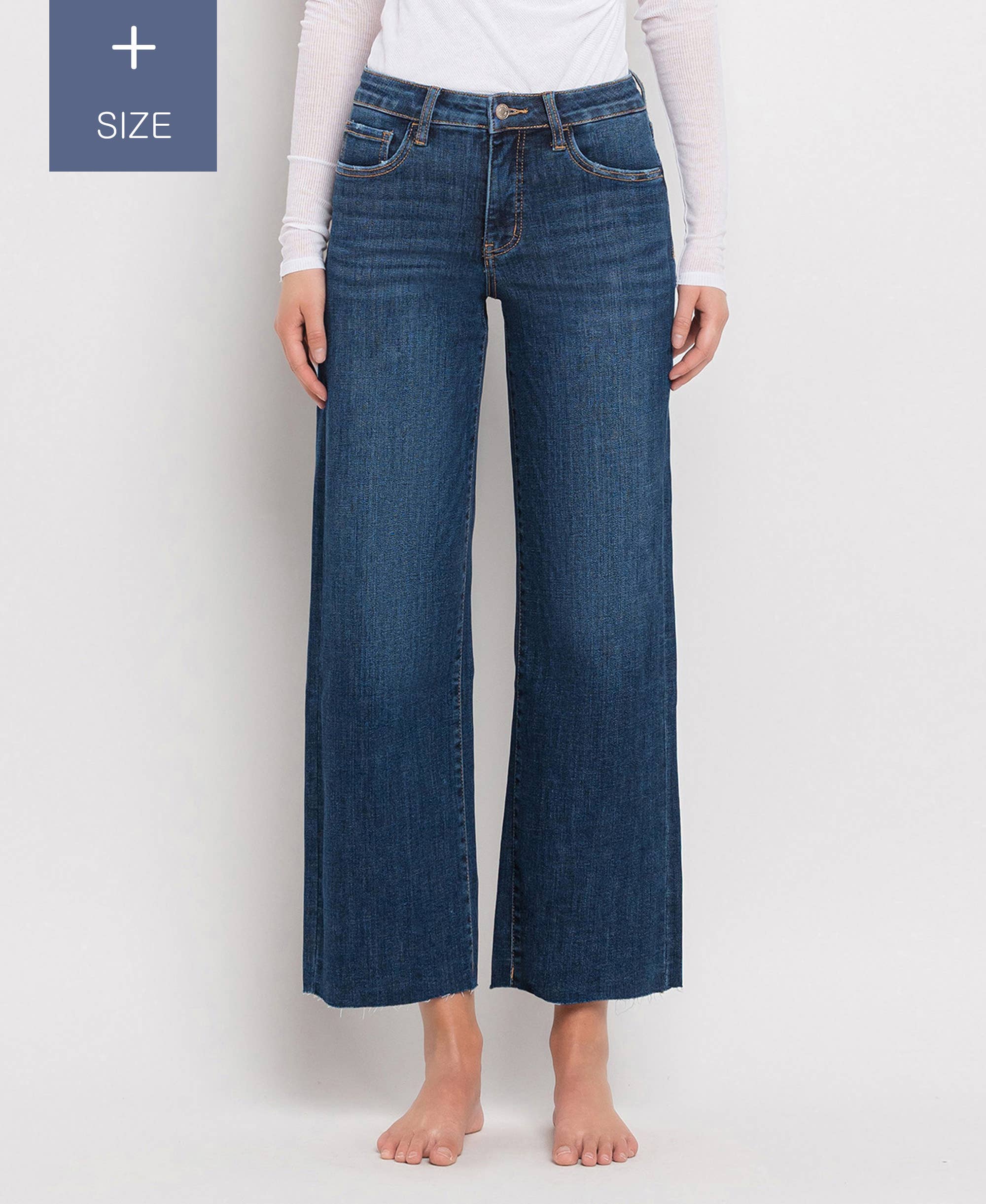 TUMMY CONTROL MID RISE WIDE LEG JEANS