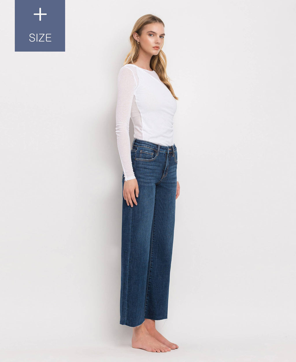 TUMMY CONTROL MID RISE WIDE LEG JEANS