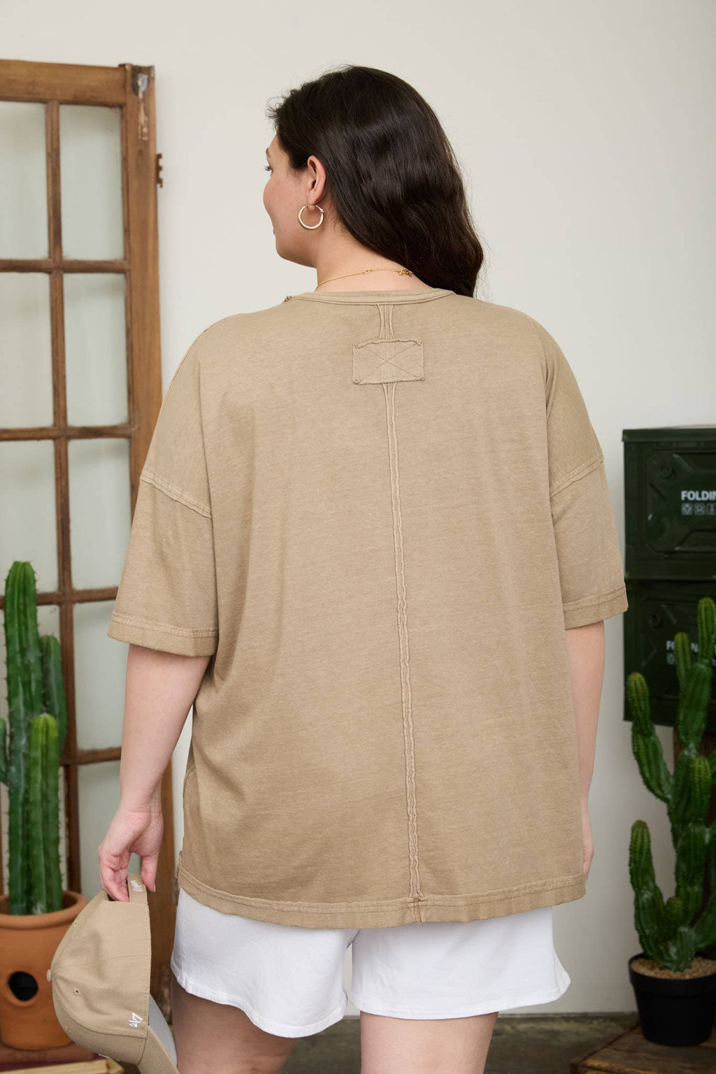 PLUS WASHED EXPOSED SEAM RELAXED KNIT T-SHIRT