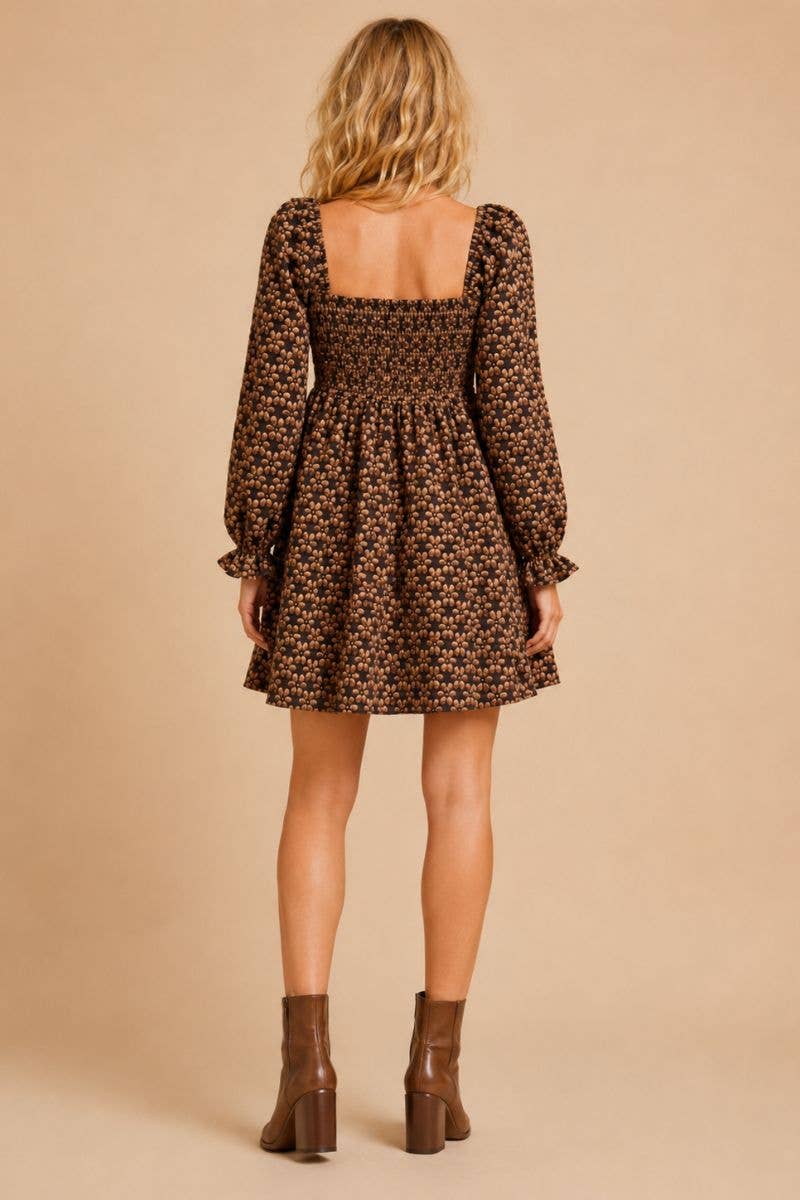 FLORAL EMBOSSED MINI DRESS