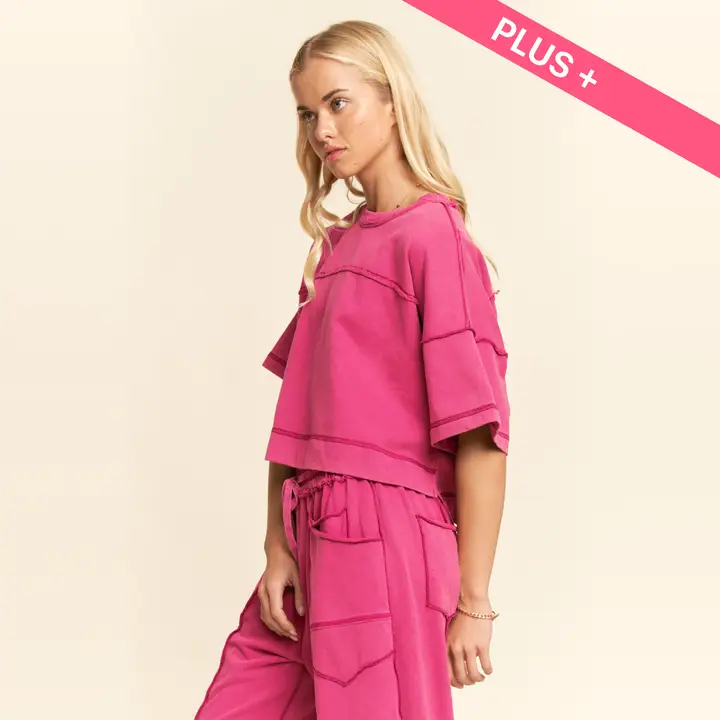 MAGENTA MINERAL WASH TOP & BARREL PANT SET