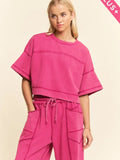 MAGENTA MINERAL WASH TOP & BARREL PANT SET