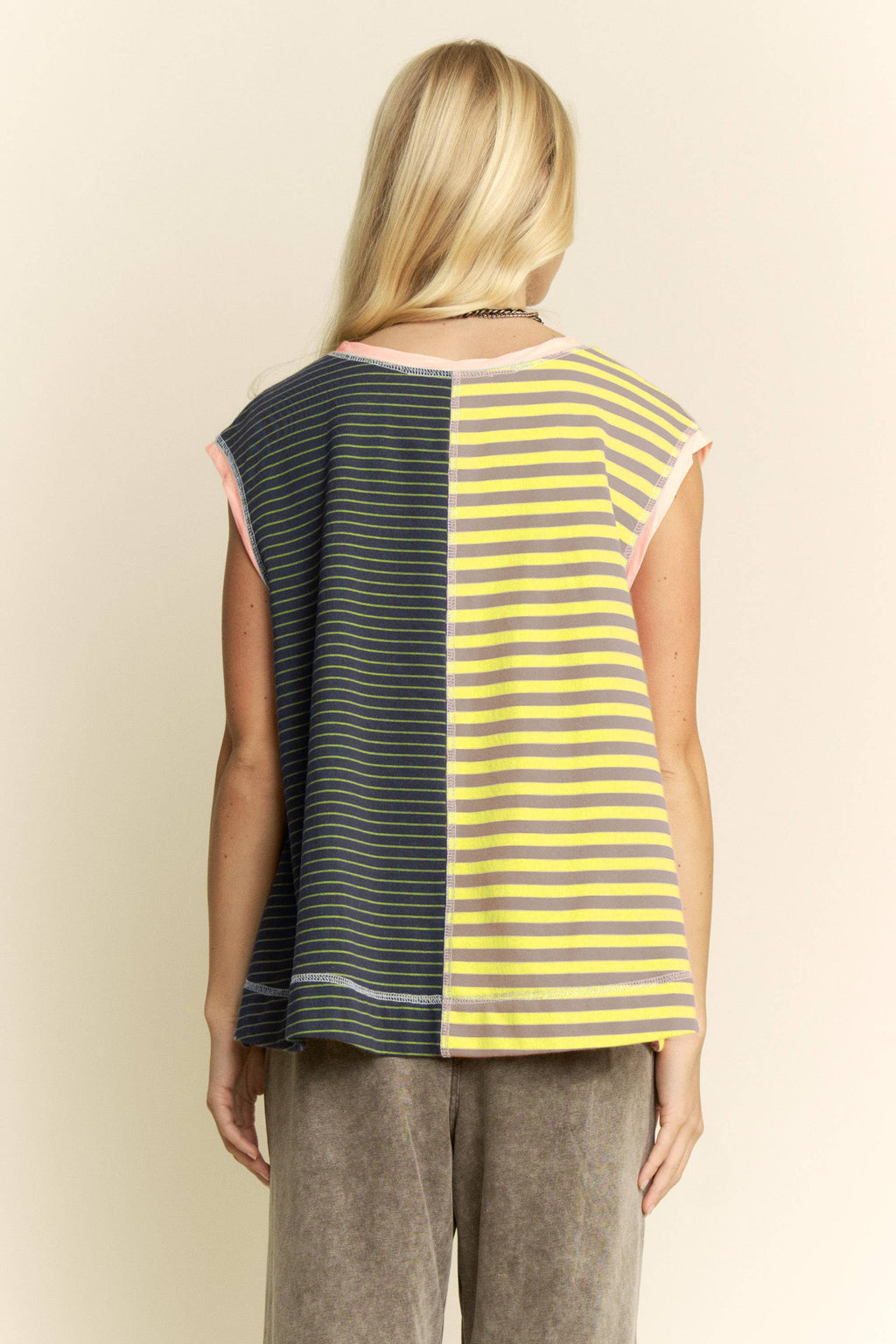 STRIPED COLORBLOCK SLEEVELESS TOP