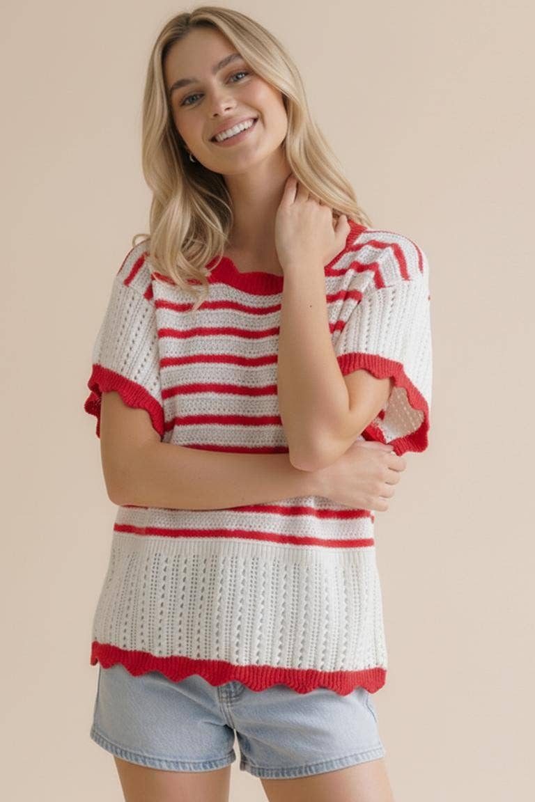 FLUTTER SLEEVE SWEATER TOP