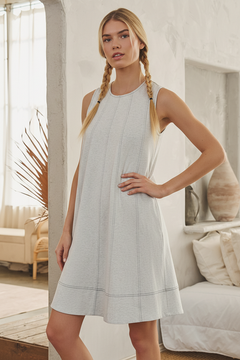 SLEEVELESS SHIRT DRESS