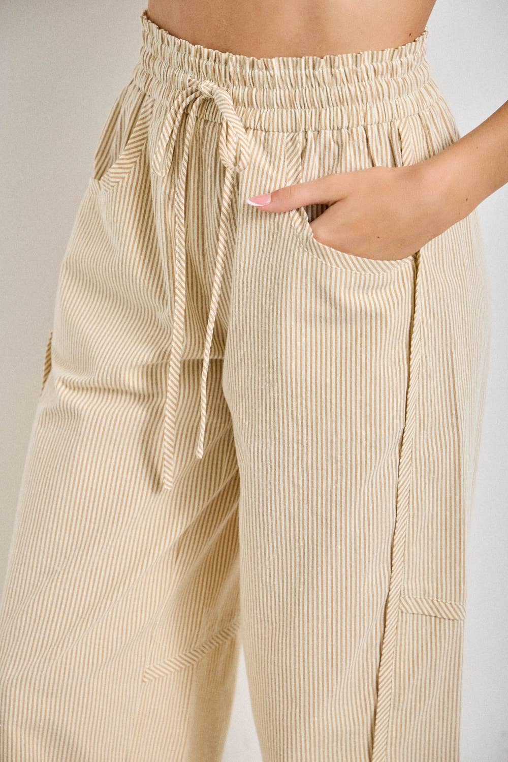 PLUS SIZE STRIPED DRAWSTRING PANTS