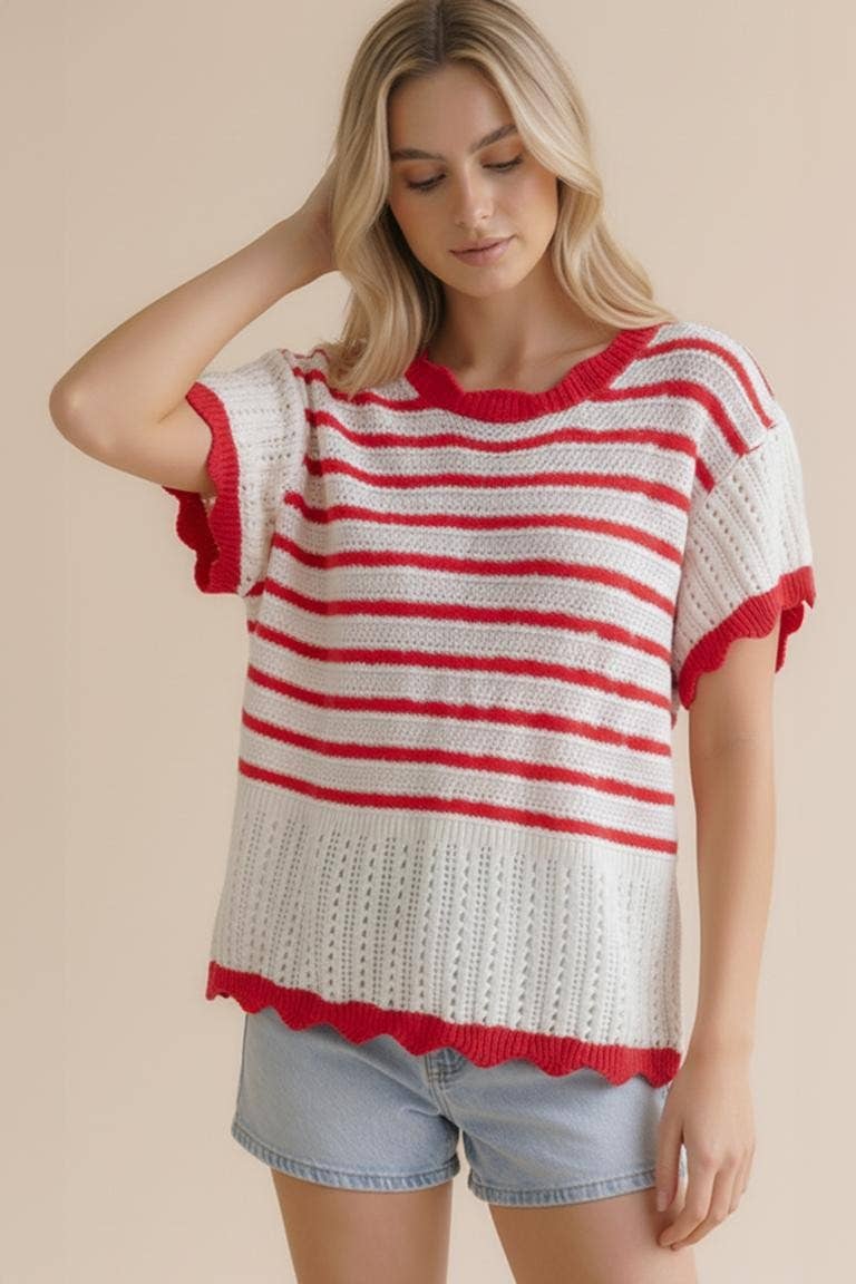 FLUTTER SLEEVE SWEATER TOP