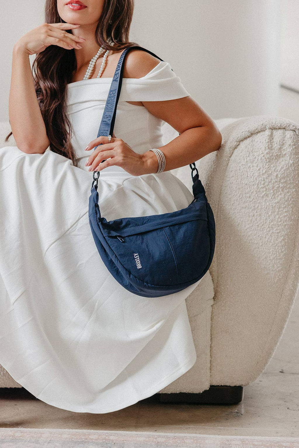 BRIXLEY NAVY CRESCENT BAG