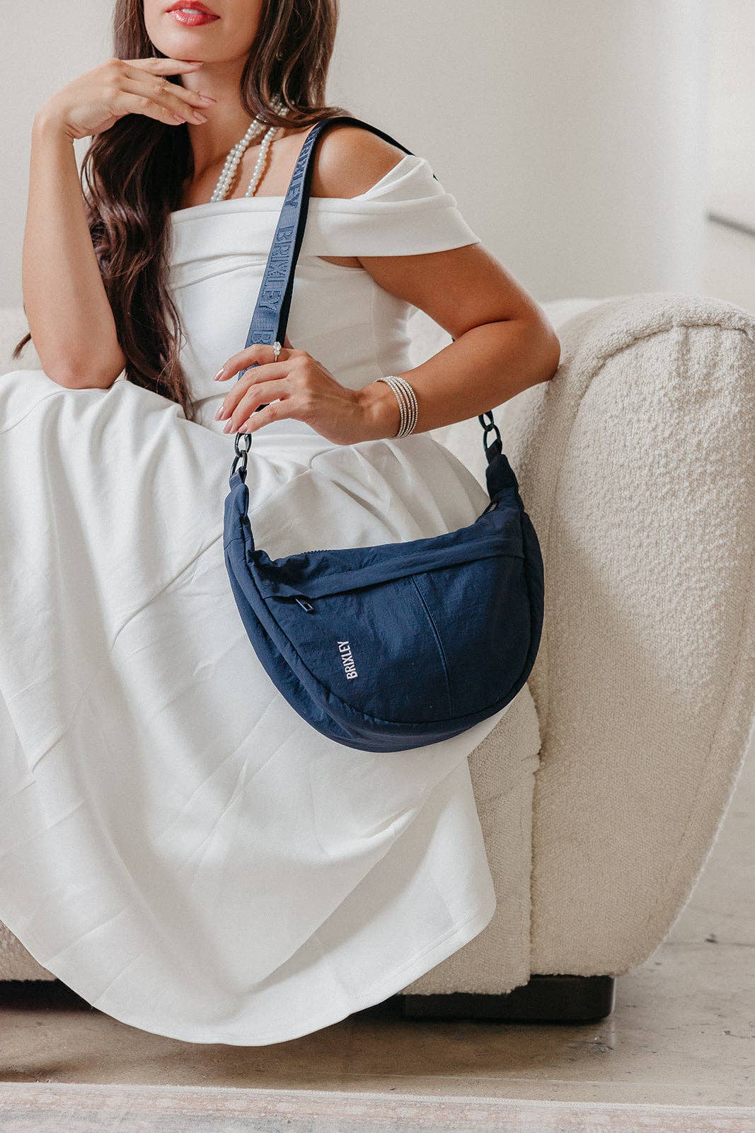BRIXLEY NAVY CRESCENT BAG