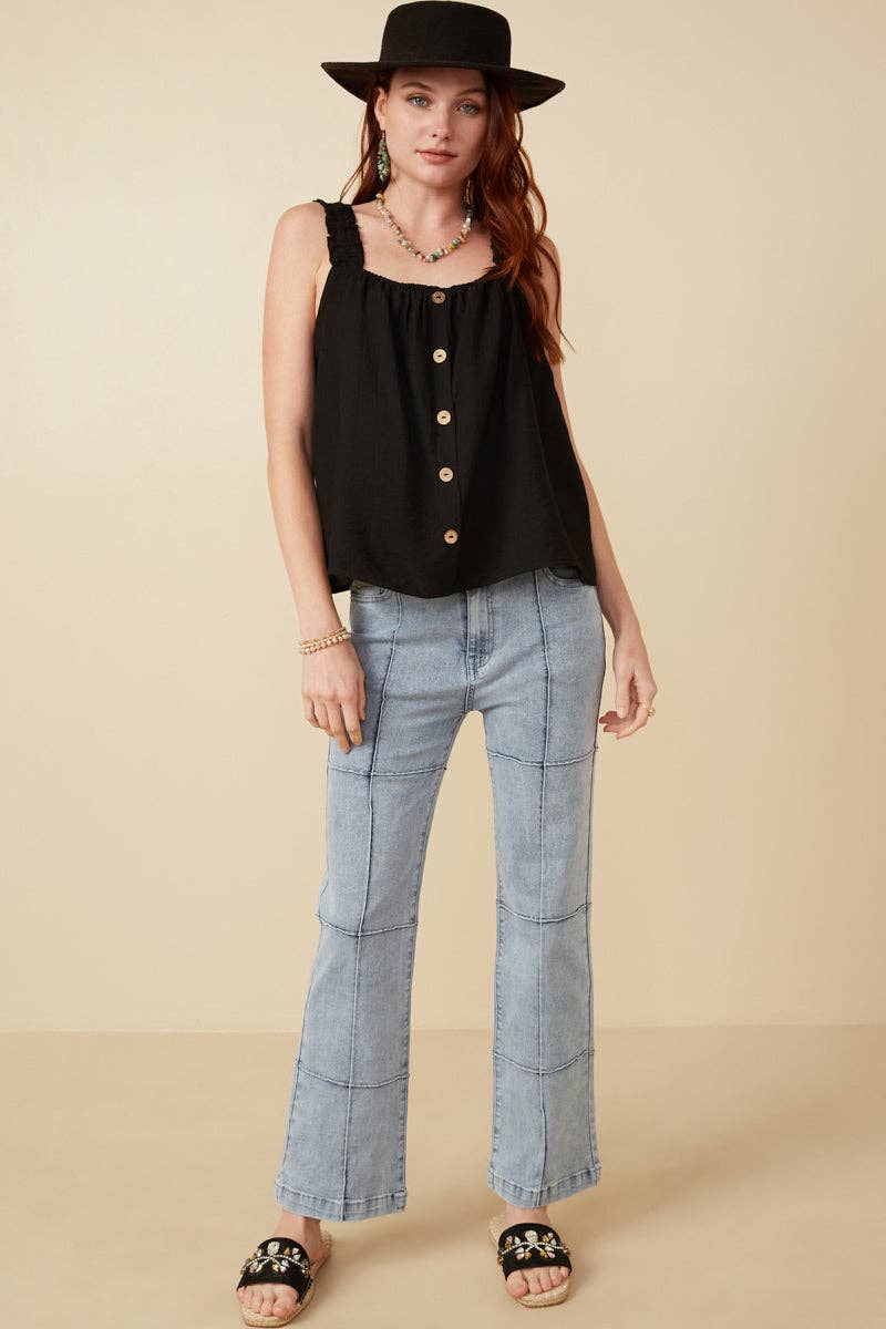 BUTTON DOWN RUFFLE TANK