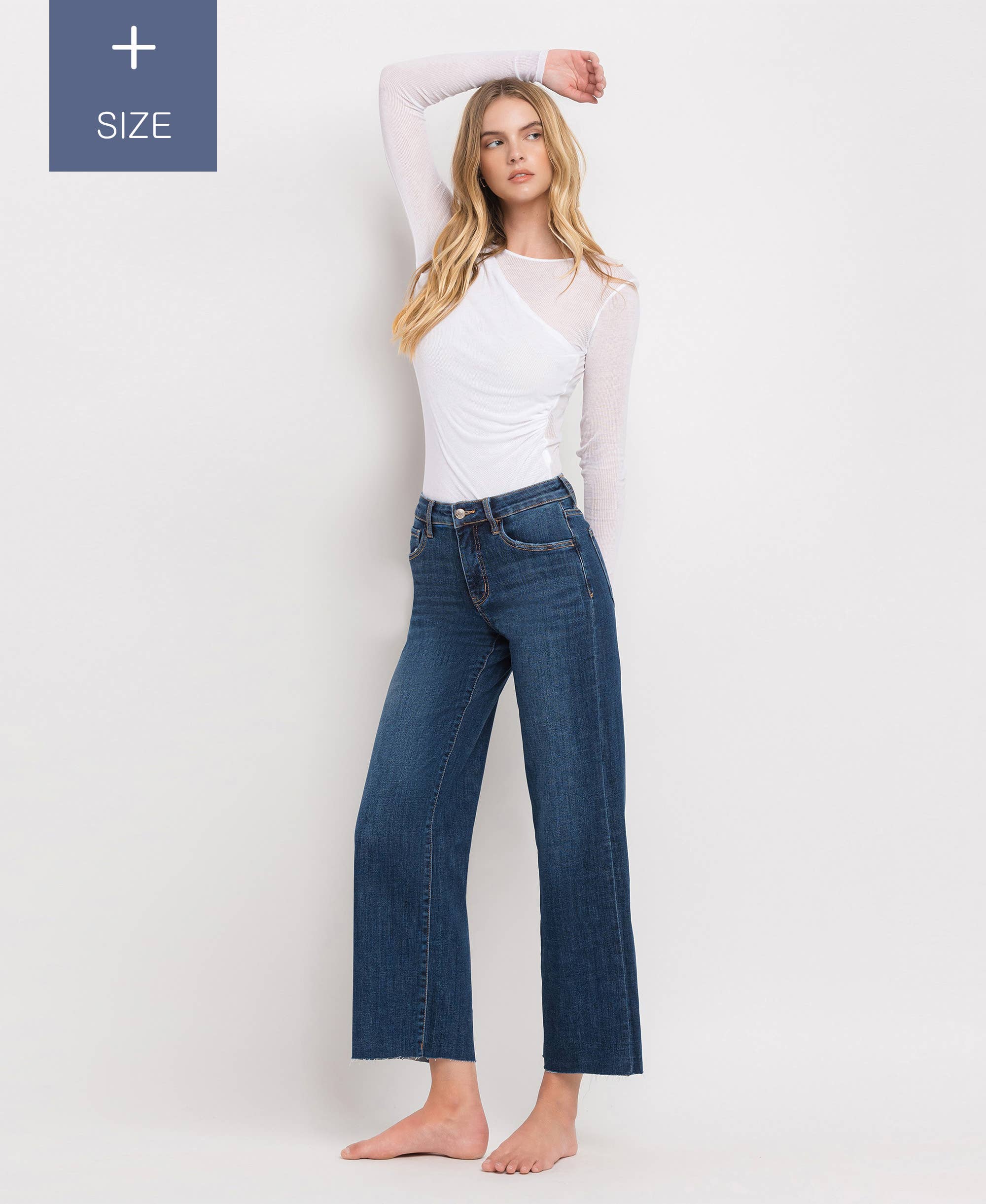 TUMMY CONTROL MID RISE WIDE LEG JEANS
