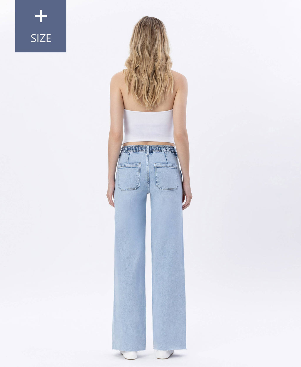 HIGH RISE DRAWSTRING WAISTBAND WIDE LEG JEANS
