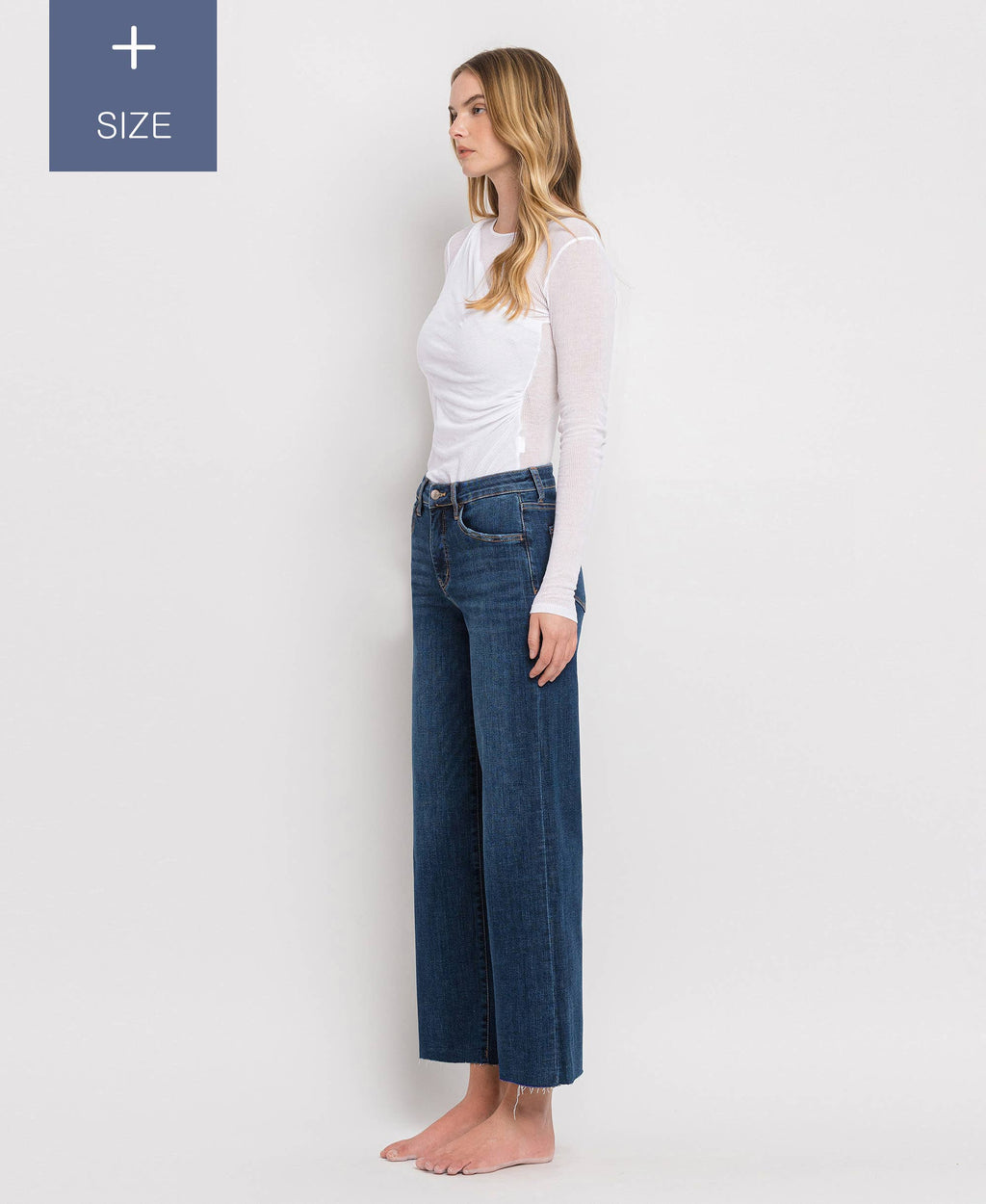 TUMMY CONTROL MID RISE WIDE LEG JEANS