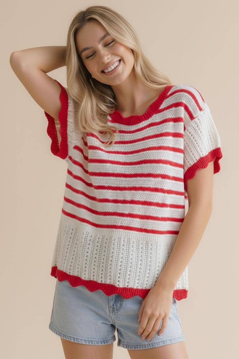FLUTTER SLEEVE SWEATER TOP