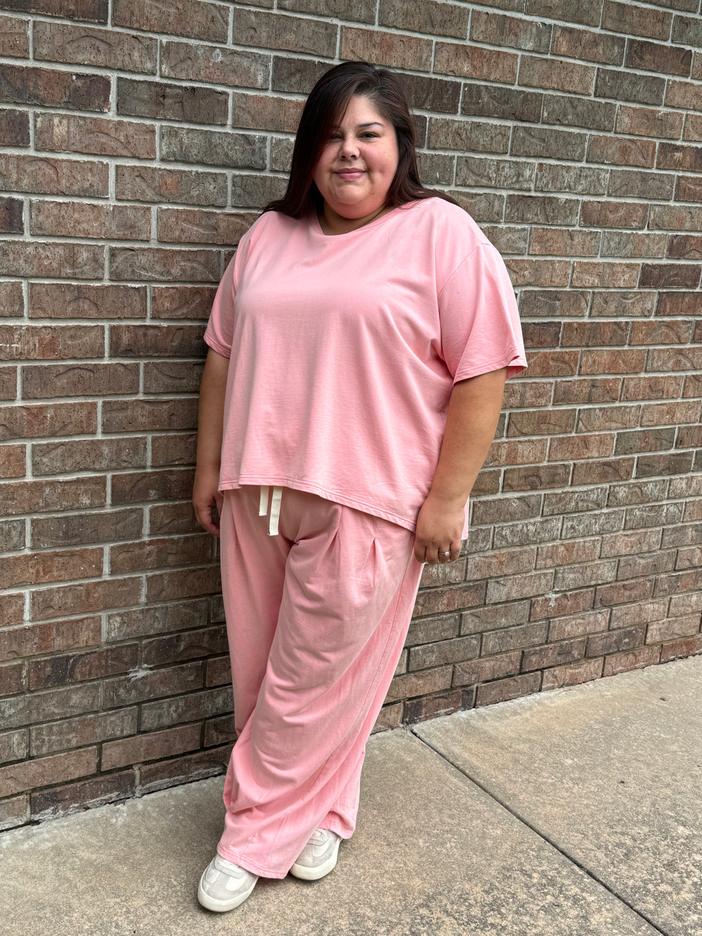 PRETTY IN PINK PLEAT TOP PANTS SET