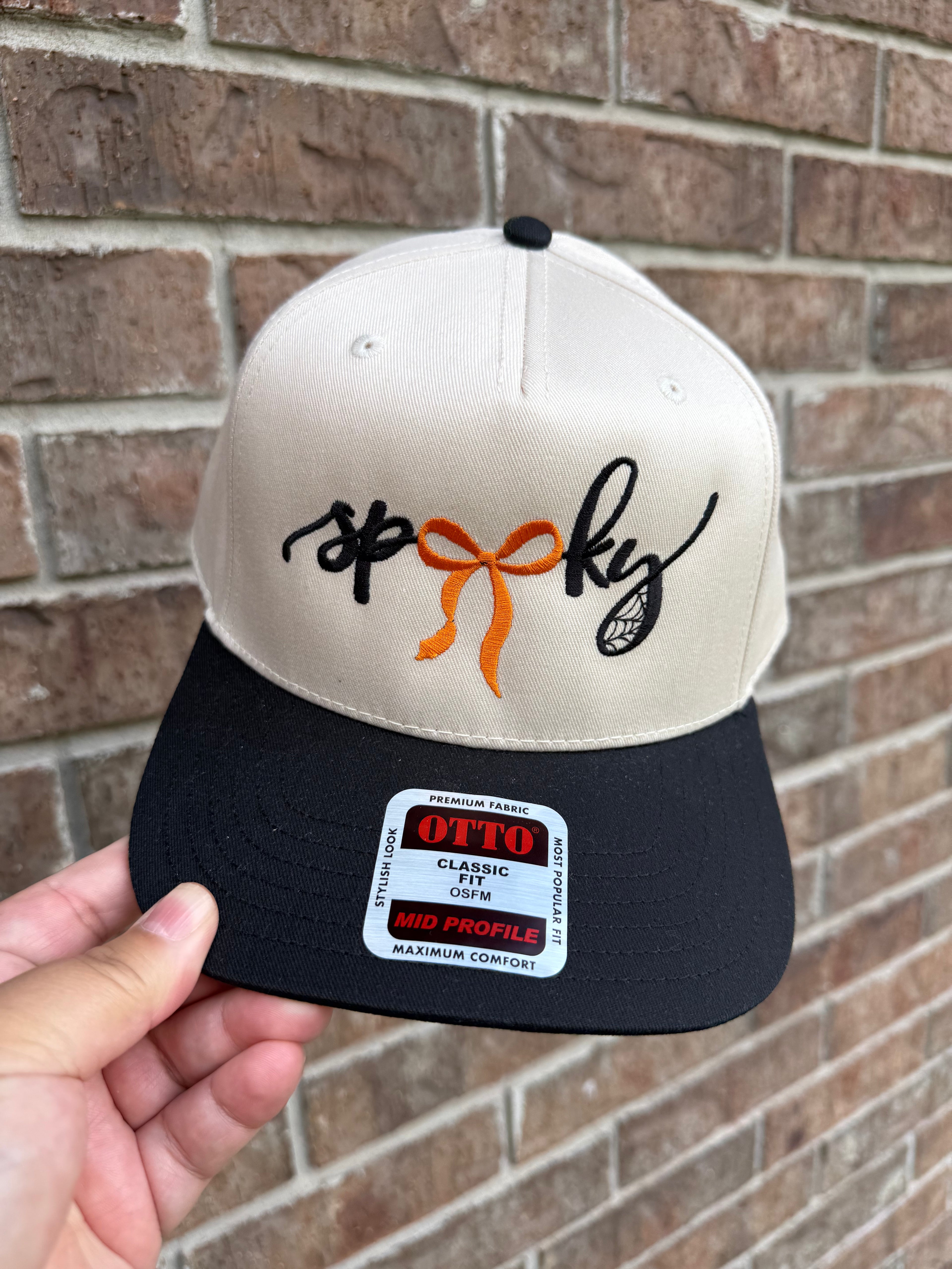 Spooky Bow Embroidered Two-Tone Trucker Hat