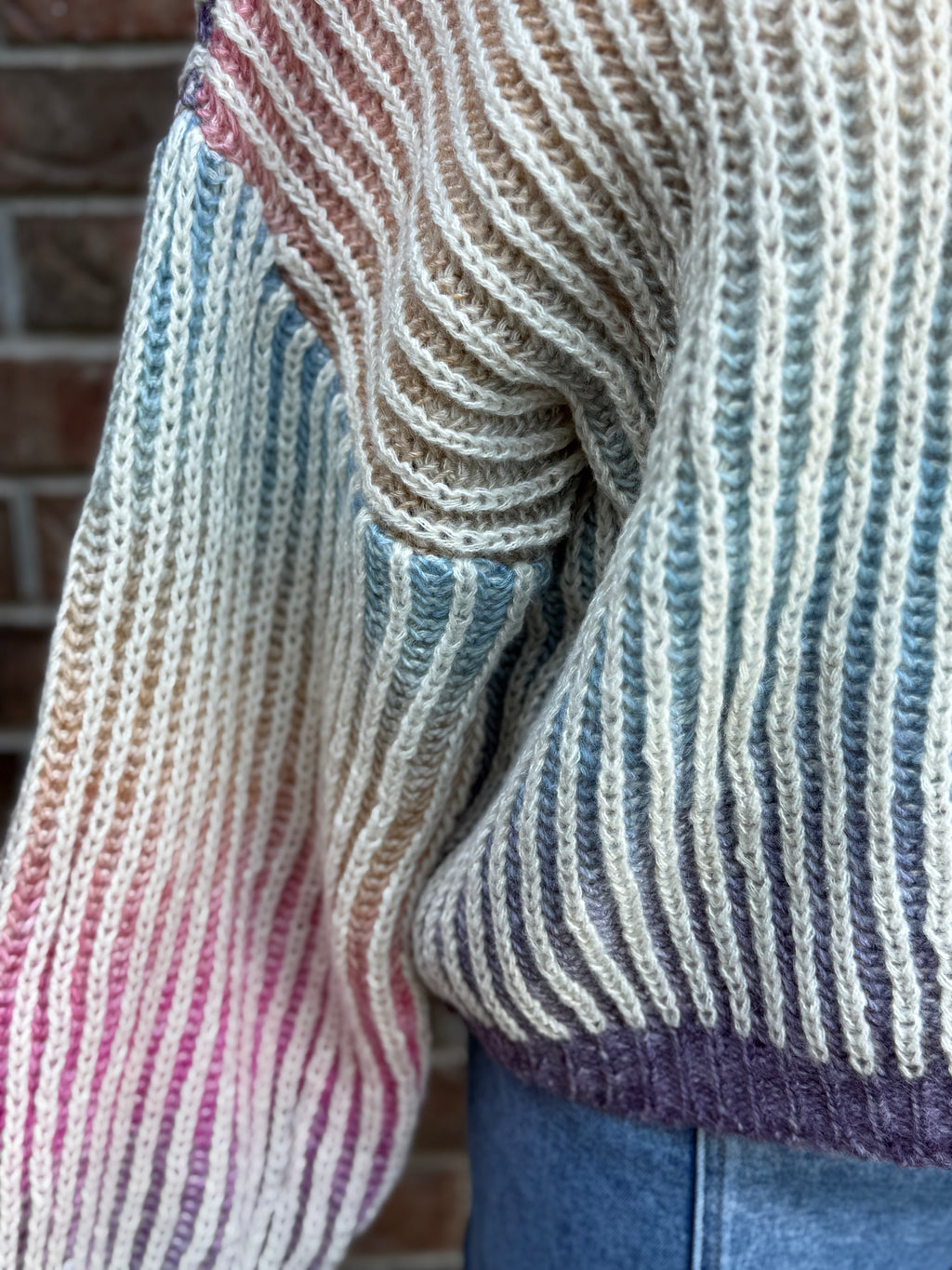 Rainbow Ombre Ribbed Knit Open Cardigan