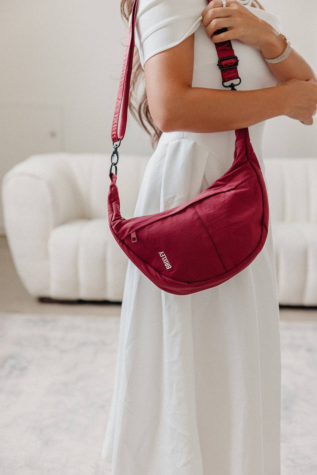 BRIXLEY CRANBERRY CRESCENT BAG