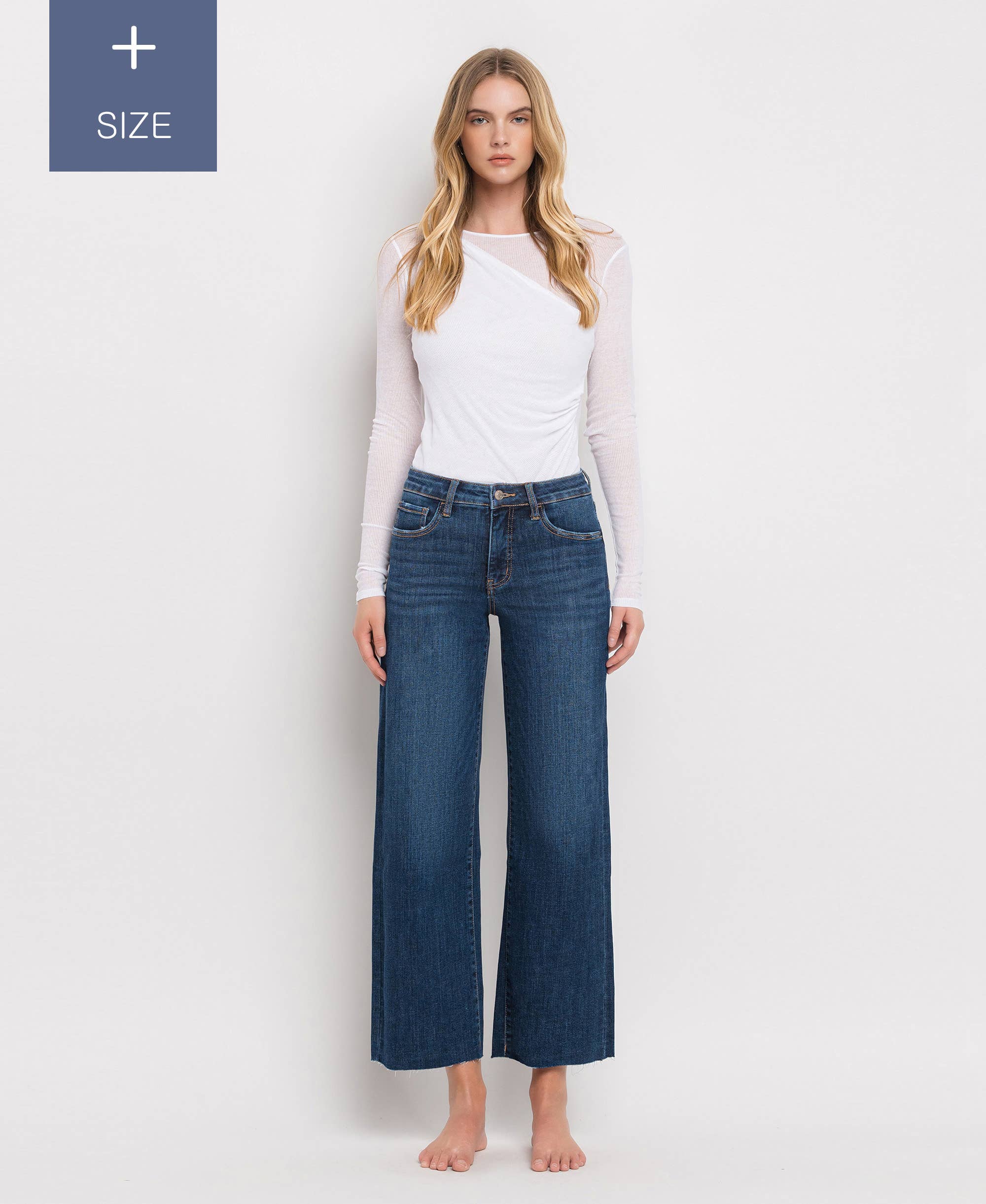 TUMMY CONTROL MID RISE WIDE LEG JEANS