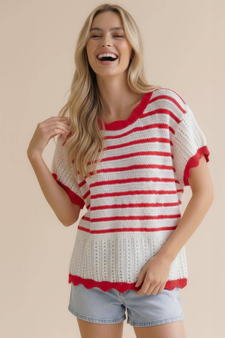 FLUTTER SLEEVE SWEATER TOP