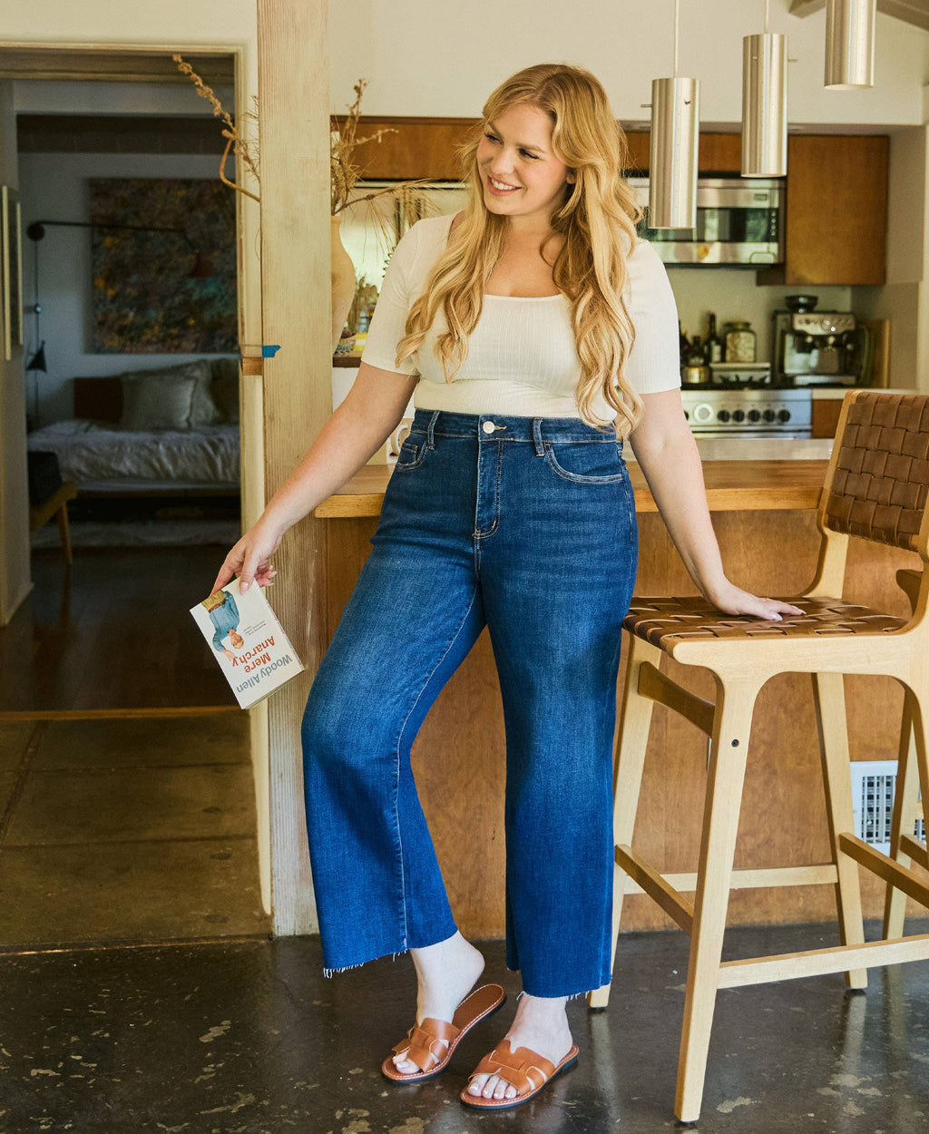 TUMMY CONTROL MID RISE WIDE LEG JEANS