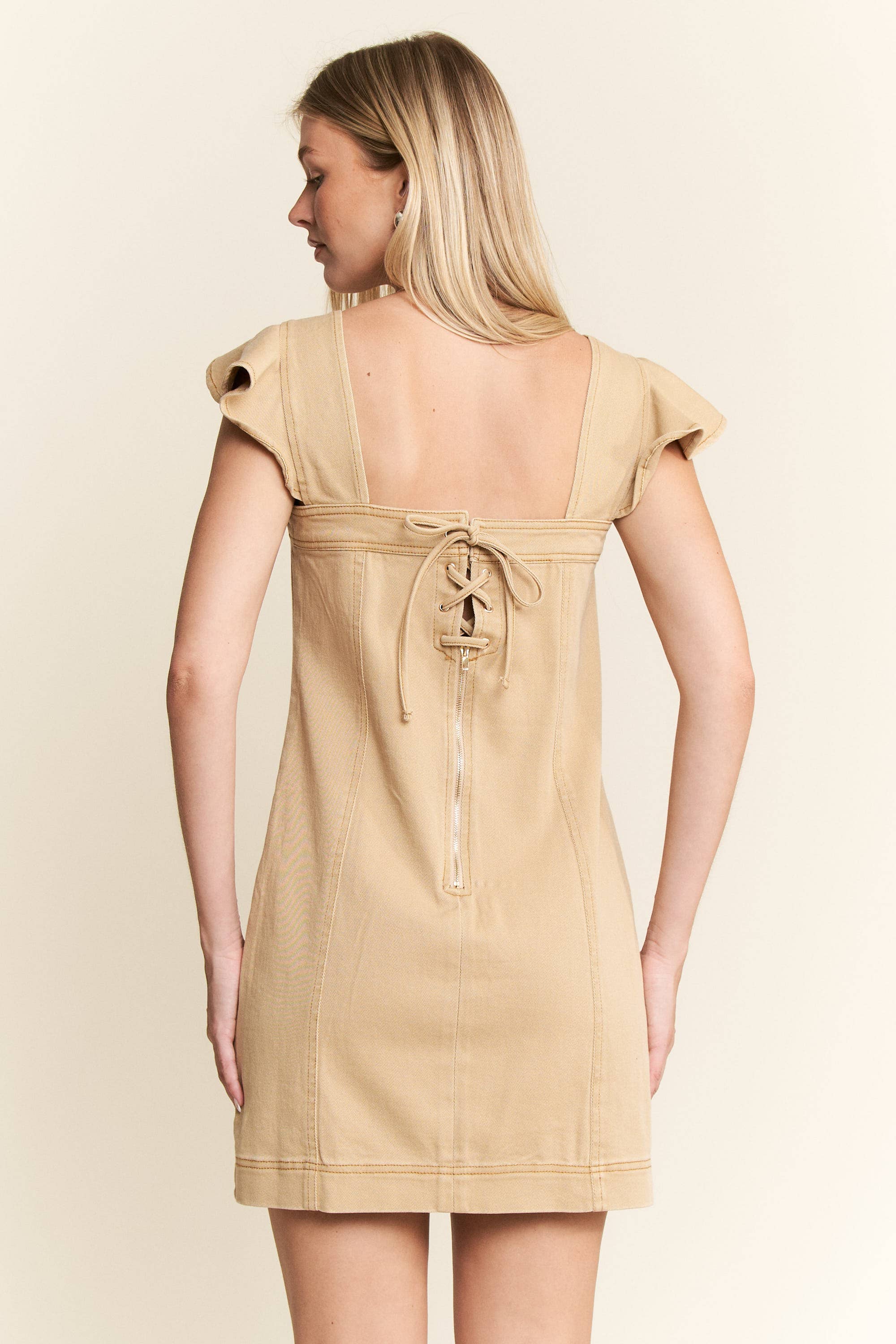 DENIM CORSET STYLE SLEEVELESS DRESS