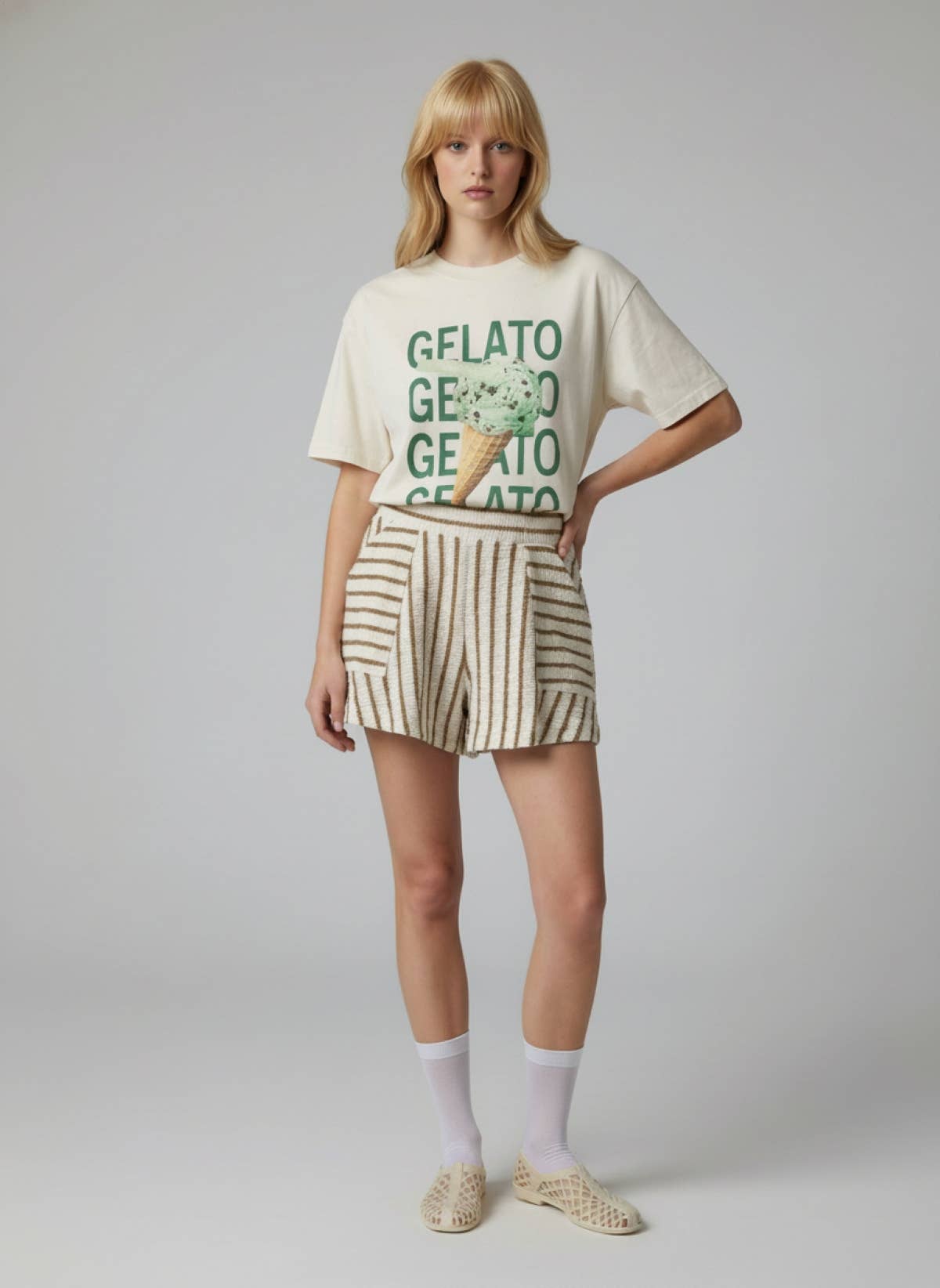 TEXTURED STRIPE POCKET SHORTS