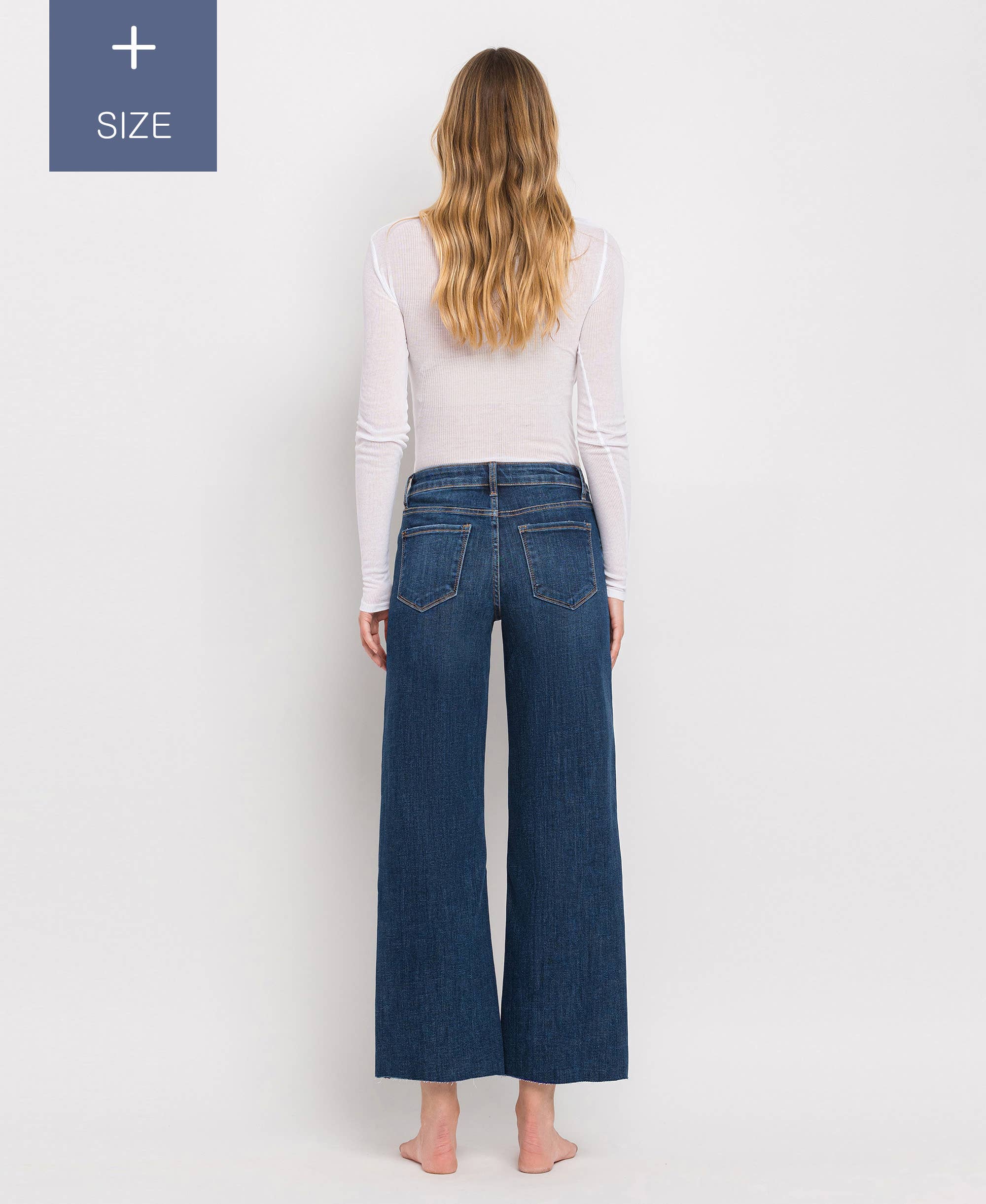 TUMMY CONTROL MID RISE WIDE LEG JEANS