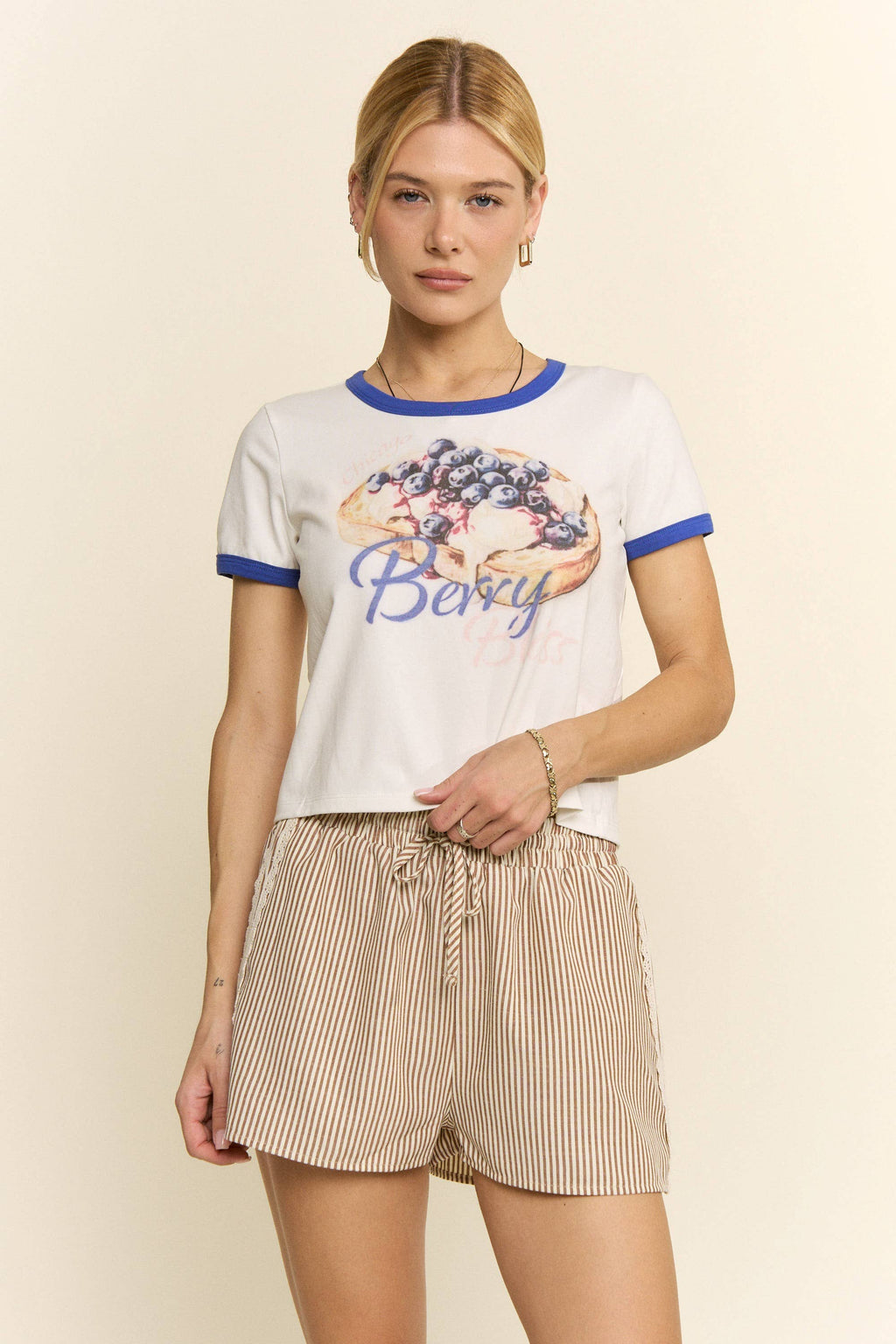 MOCHA STRIPE CASUAL SHORTS